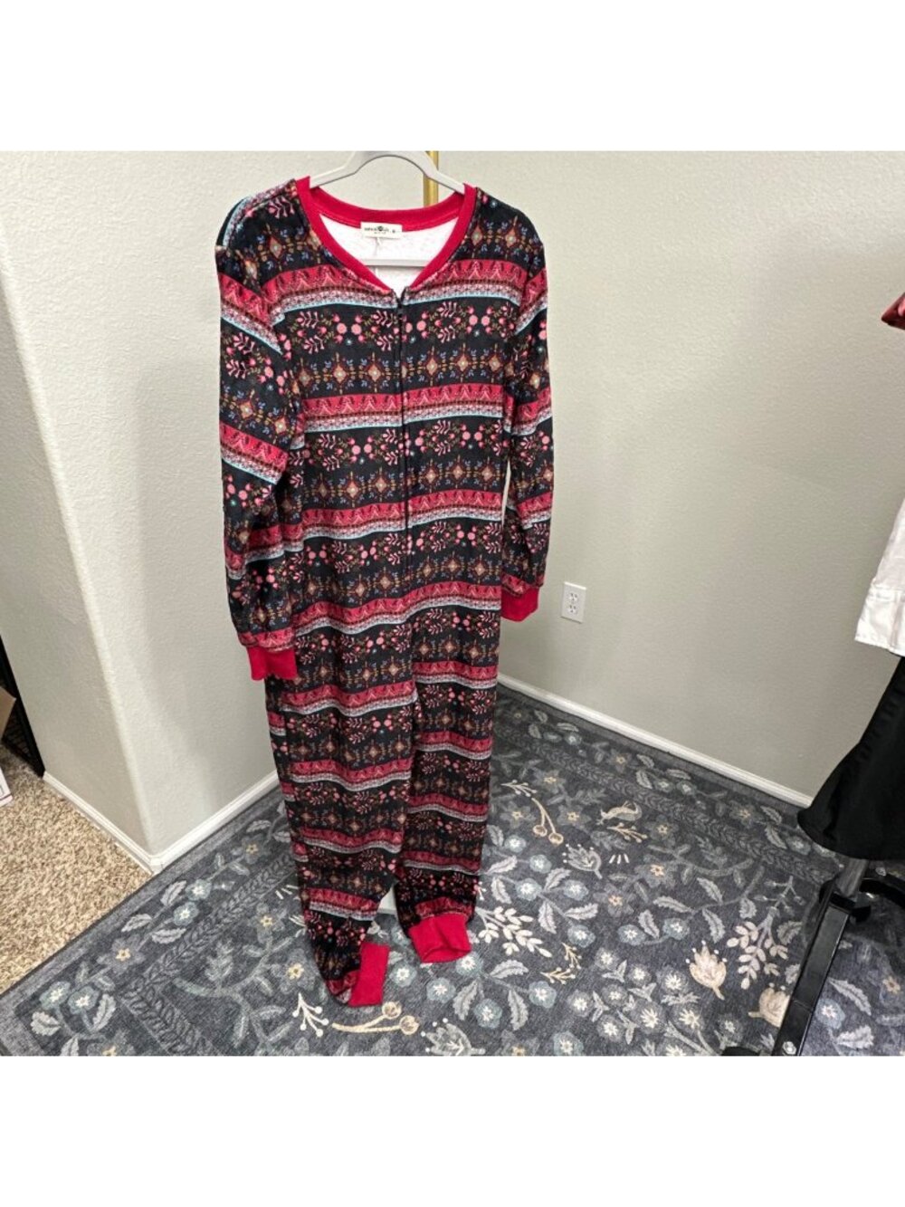 Natural Life Fleece Onepiece Jumpsuit Sleeper Cozy Pajama Womens size Medium